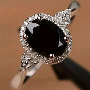Black stone cubic zirconia cocktail ring
